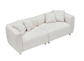 89 Inch Sofa For Living Room, Fashion Sofa With Metal Legs, 3 Seater Sofa, Solid Wood Frame Couch With 4Pillows, For Apartment Office Living Room White Beige Cotton Linen,Teddy 3 Seat