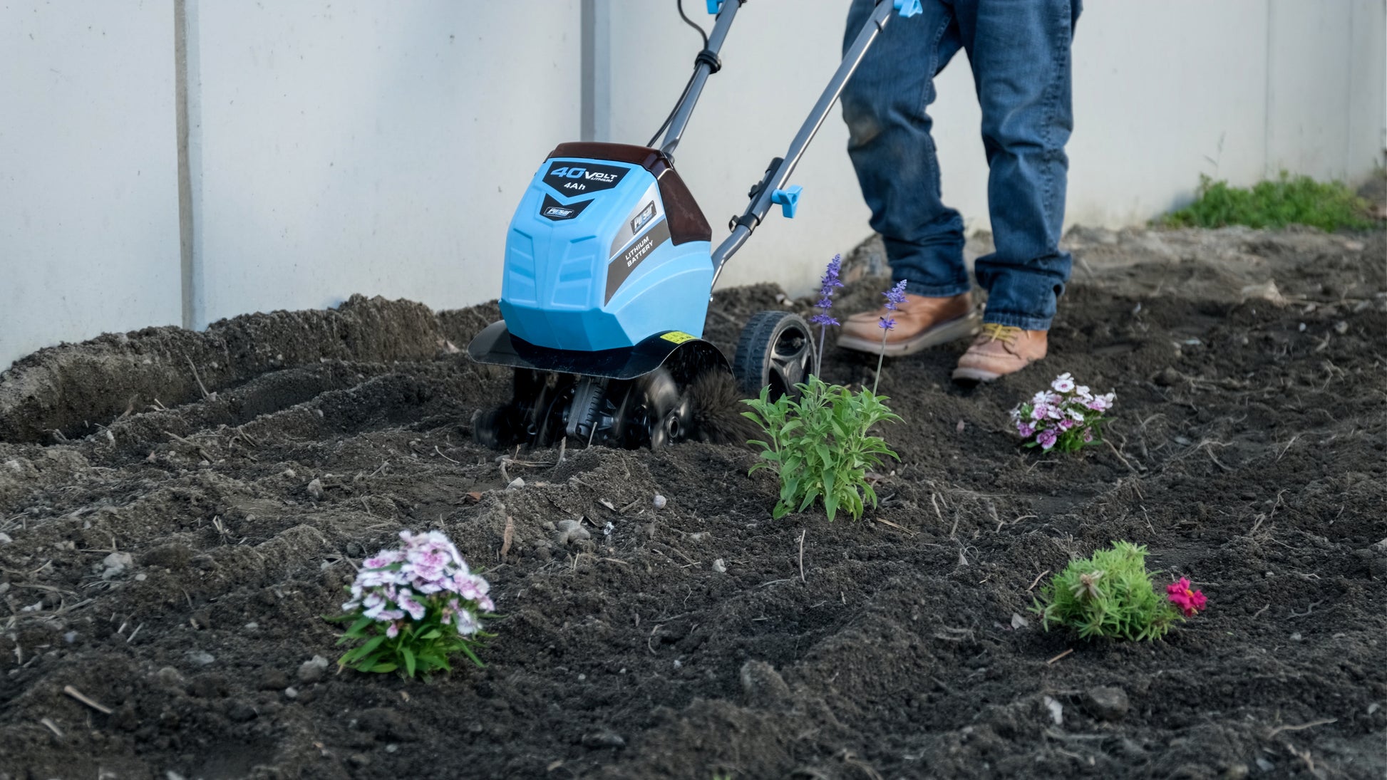 40V Cordless Lithium Battery Cultivator,Brushless Motor Black Blue Metal