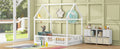 Full Size Wood House Bed With Fence And Door, White Old Sku: Wf303134Aak Box Spring Not Required Full White Wood Bedroom Bed Frame Pine