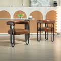 Coolmore Contemporary Designed Pu Fabric Upholstered Accent Dining Chair Barrel Side Chairs Kitchen Armchair For Living Room Set Of 2 Light Brown Pu Light Brown Foam Pu Leather