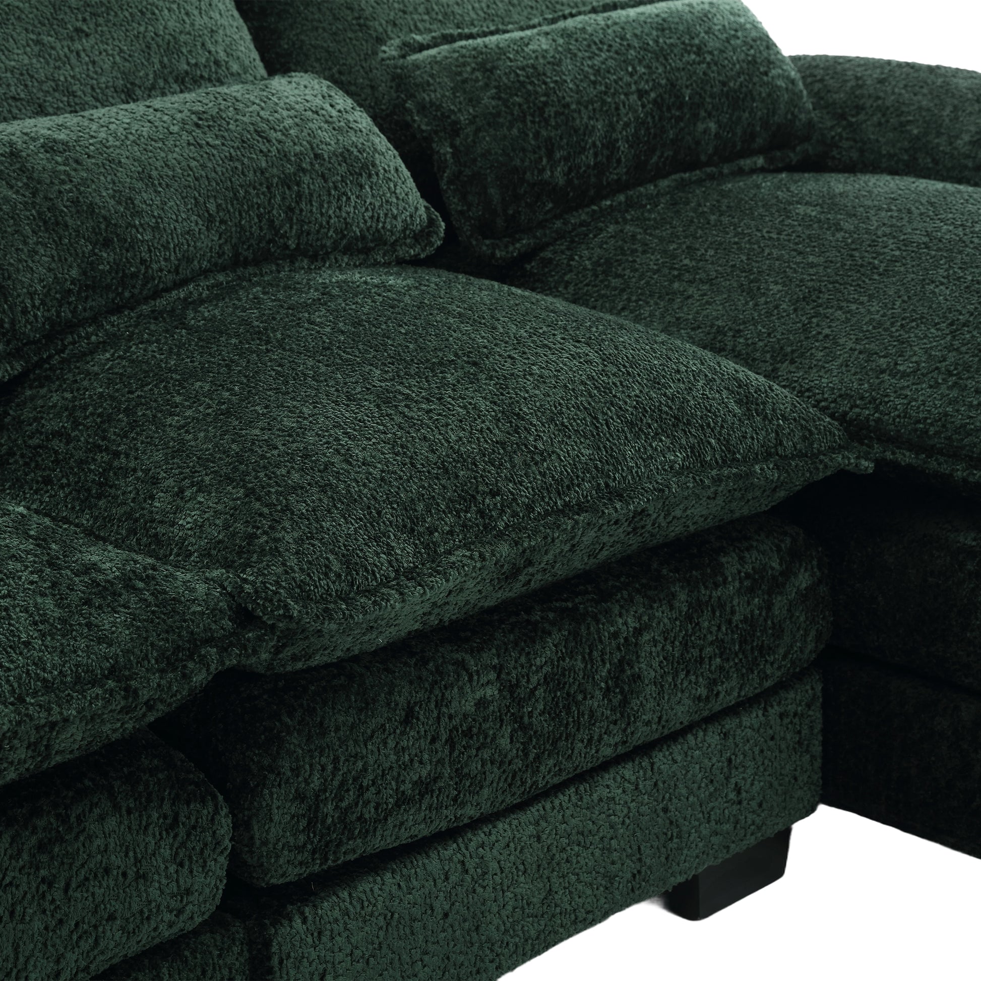 United We Win Modern Large Chenille Fabric U Shape Sectional Sofa,Strong Support For Up To 500 Pounds, Filled With High Quality High Density Sponge And High Quality Memory Foam Emerald Chenille 4 Seat