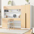 2 Door Wooden Storage Desk Wardrobe For Bedroom With Shelves And Drawers,Natural Natural Mdf Lvl