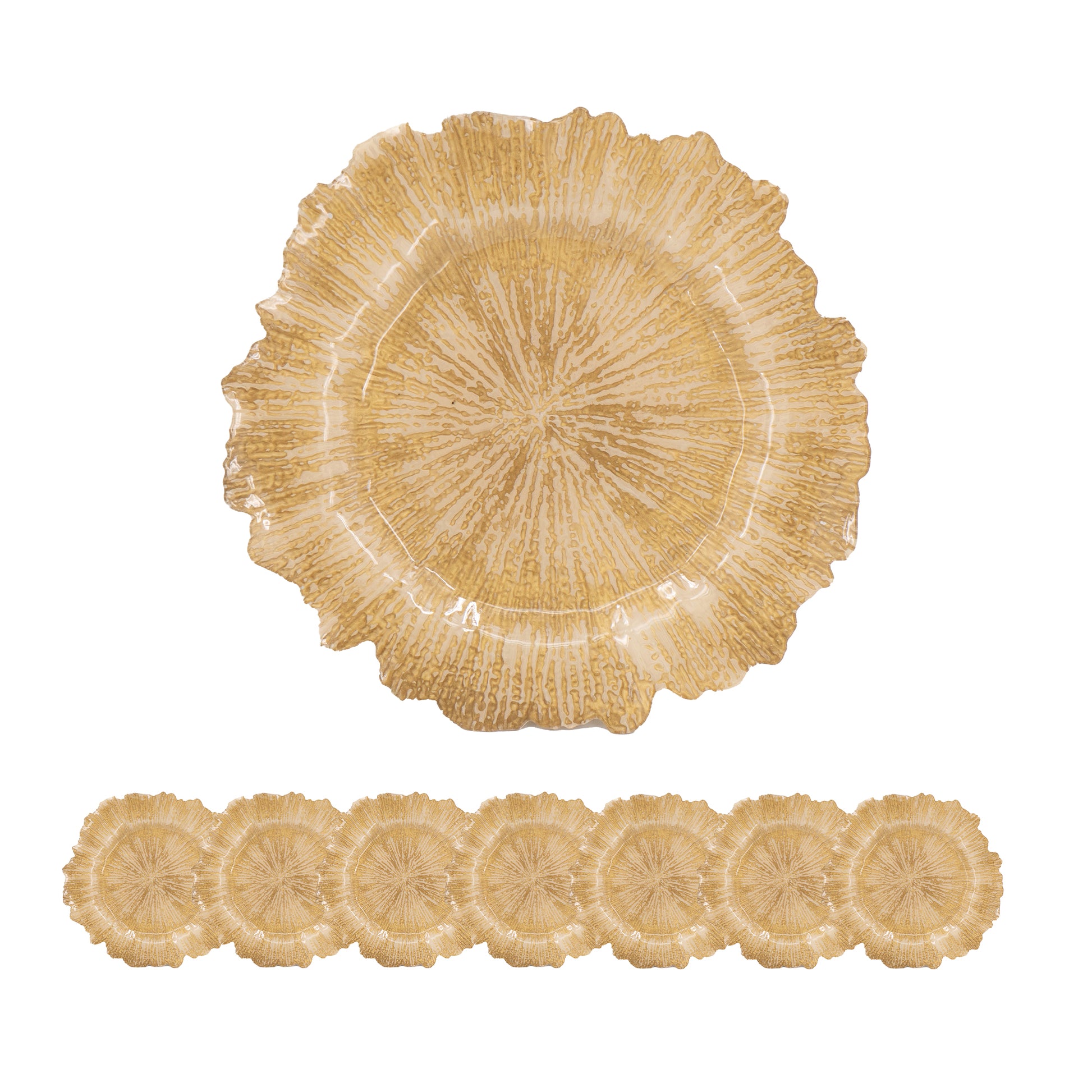 8 Pack Reef Plastic Charger Plate, D13" Gold Plastic