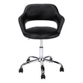 Office Chair, Adjustable Height, Swivel, Ergonomic, Armrests, Computer Desk, Work, Black Leather Look, Chrome Metal, Contemporary, Modern Black Foam Faux Leather