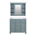 36'' Bathroom Vanity With Medicine Cabinet, Modern Mirror Cabinet With Adjustable Shelf, Bathroom Storage Cabinet With 2 Soft Closing Doors And 2 Drawers, Bathroom Vanity With Cabinet Door Organizers 2 Blue 2 Bathroom Freestanding French Country Solid
