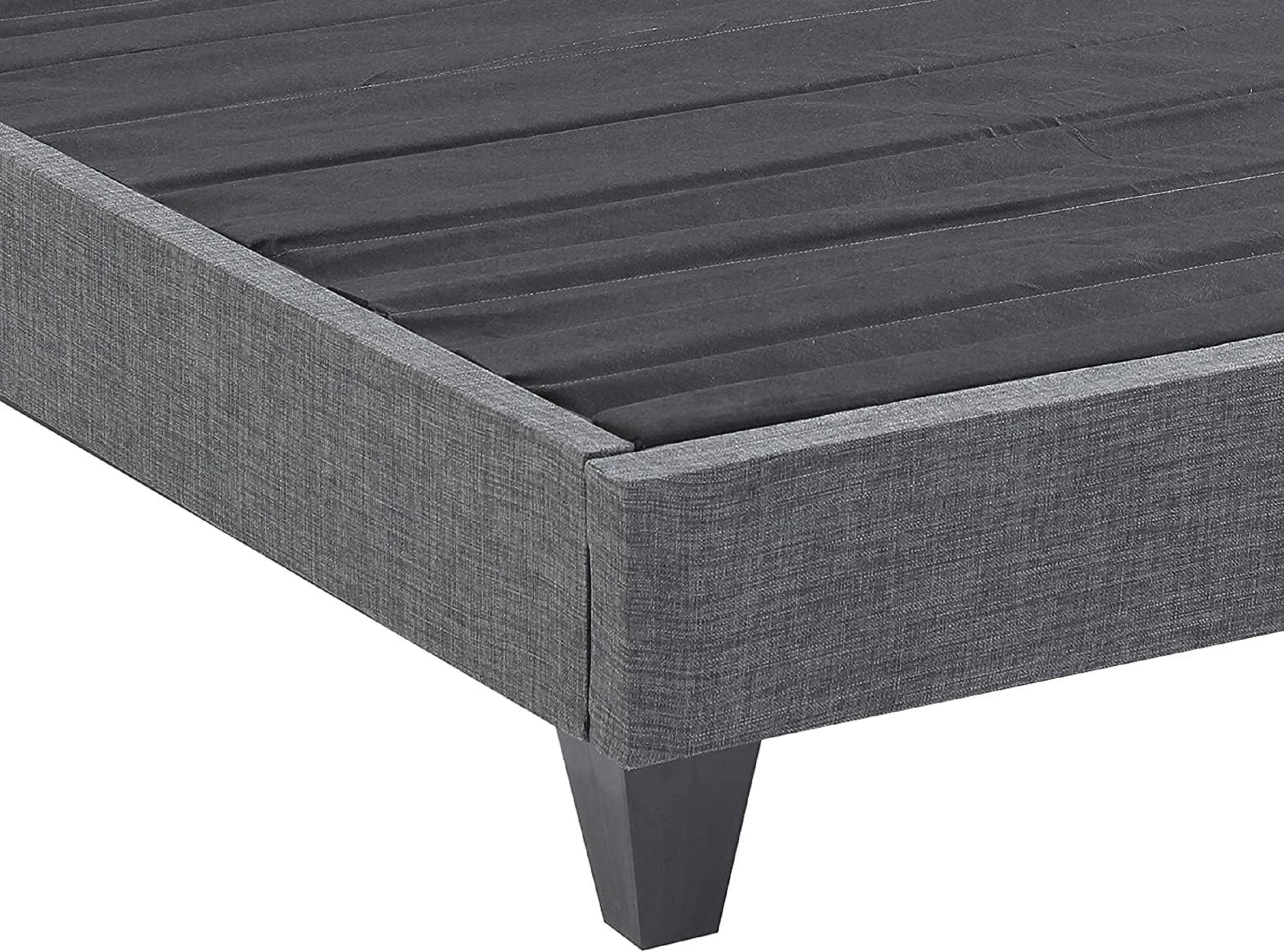 1Pc Contemporary Upholstered Platform Bed California King Linen Like Polyester Fabric Steel Grey Wood Frame Bedroom Box Spring Not Required California King Steel Gray Wood Primary Living Space Contemporary Bed Frame Polyester Wood