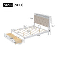 Wood Full Size Platform Bed With Upholstered Headboard And Led And 2 Drawers, Antique White Box Spring Not Required Full Antique White Wood Bed Frame Solid Wood Mdf