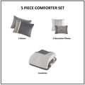 5 Piece Textured Jacquard Stripe Comforter Set With Throw Pillows Full Queen Multicolor Polyester