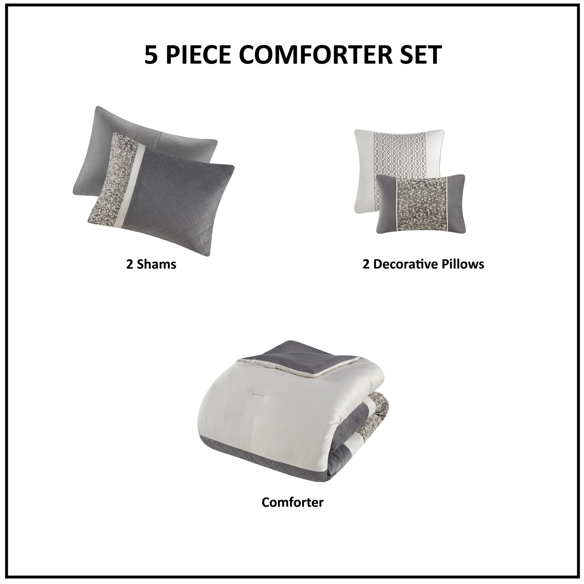 5 Piece Textured Jacquard Stripe Comforter Set With Throw Pillows Full Queen Multicolor Polyester