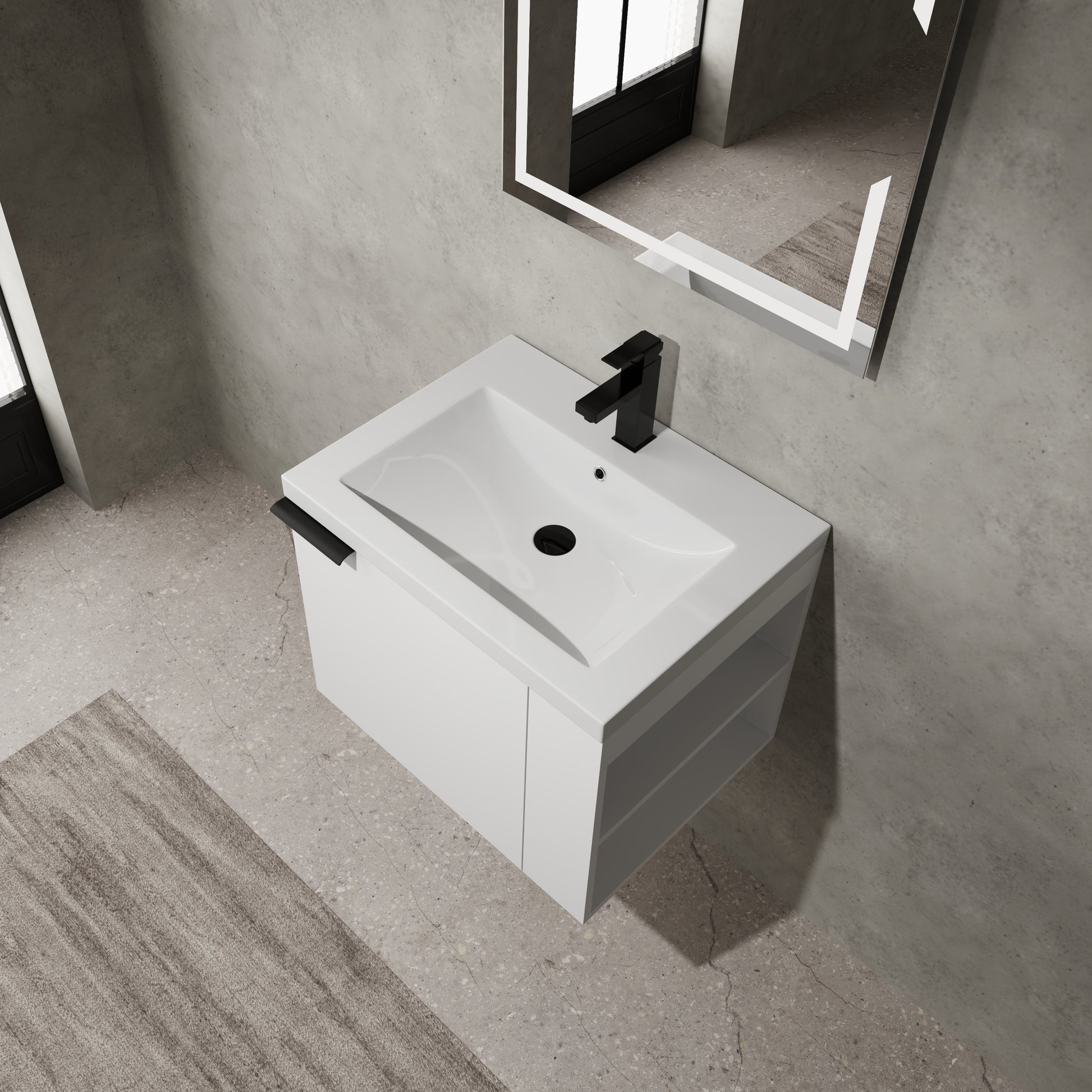 24 "Bathroom Vanity Sink Combo For Big Space,Modern Bathroom Cabinet Cabinet Combination, Bathroom Sink Cabinet Set, White Composable Ameican White Oak Bathroom American Design Engineered Wood