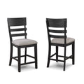 2Pc Black Gray Counter Height Chair Upholstered Seat Ladder Back Wooden Dining Room Furniture Black,Gray Dining Room Contemporary,Modern Bar Stools Ladder Back Set Of 2 Wood