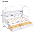 Wooden Twin Size House Bed With 2 Drawers,Kids Bed With Storage Shelf, White Twin White Solid Wood