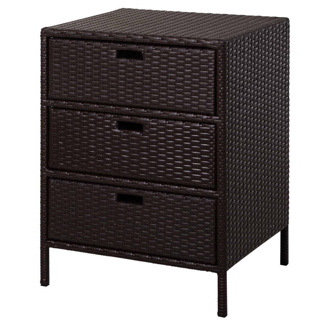 Outsunny Outdoor Towel Cabinet, Pe Rattan Pool Storage Organizer, Freestanding Outdoor Towel Rack For Pool With 3 Drawers And Weather Safe Material, Brown Brown Rattan