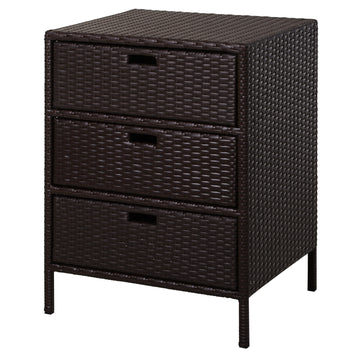 Outsunny Outdoor Towel Cabinet, Pe Rattan Pool Storage Organizer, Freestanding Outdoor Towel Rack For Pool With 3 Drawers And Weather Safe Material, Brown Brown Rattan
