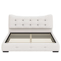 Modern Pu Upholstered Queen Bed With Ergonomic Wingback Headboard, No Box Spring Needed, Cream Box Spring Not Required Queen Cream Composite Bedroom Contemporary Bed Frame Pu,Upholstered