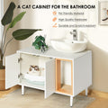 Bathroom Sink Cabinet With Cat Litter Box Enclosure, Hidden Litter Pet Washroom With Divider, Indoor Cat House For Large Cats, Wooden Cabinet Furniture, White White Vintage Particle Board