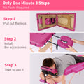 Massage Table Portable Massage Bed Lash Bed With Carrying Case Spa Table Height Adjustable, Salon Bed Face Cradle Bed Rose Faux Leather