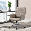 Vinsetto Microfiber Home Office Chair, Tufted Height Adjustable Computer Desk Chair With Swivel Wheels And Padded Armrests, Light Gray Light Grey Fabric