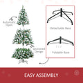 Homcom 6Ft Unlit Snow Dusted Full Fir Artificial Christmas Tree With Realistic Branches, 61 Pine Cones And 800 Tips Green Pvc