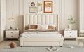 Full Size Storage Bed Velvet Upholstered Platform Bed With A Big Drawer Beige Old Sku:Wf296850Aaa Full Beige Velvet