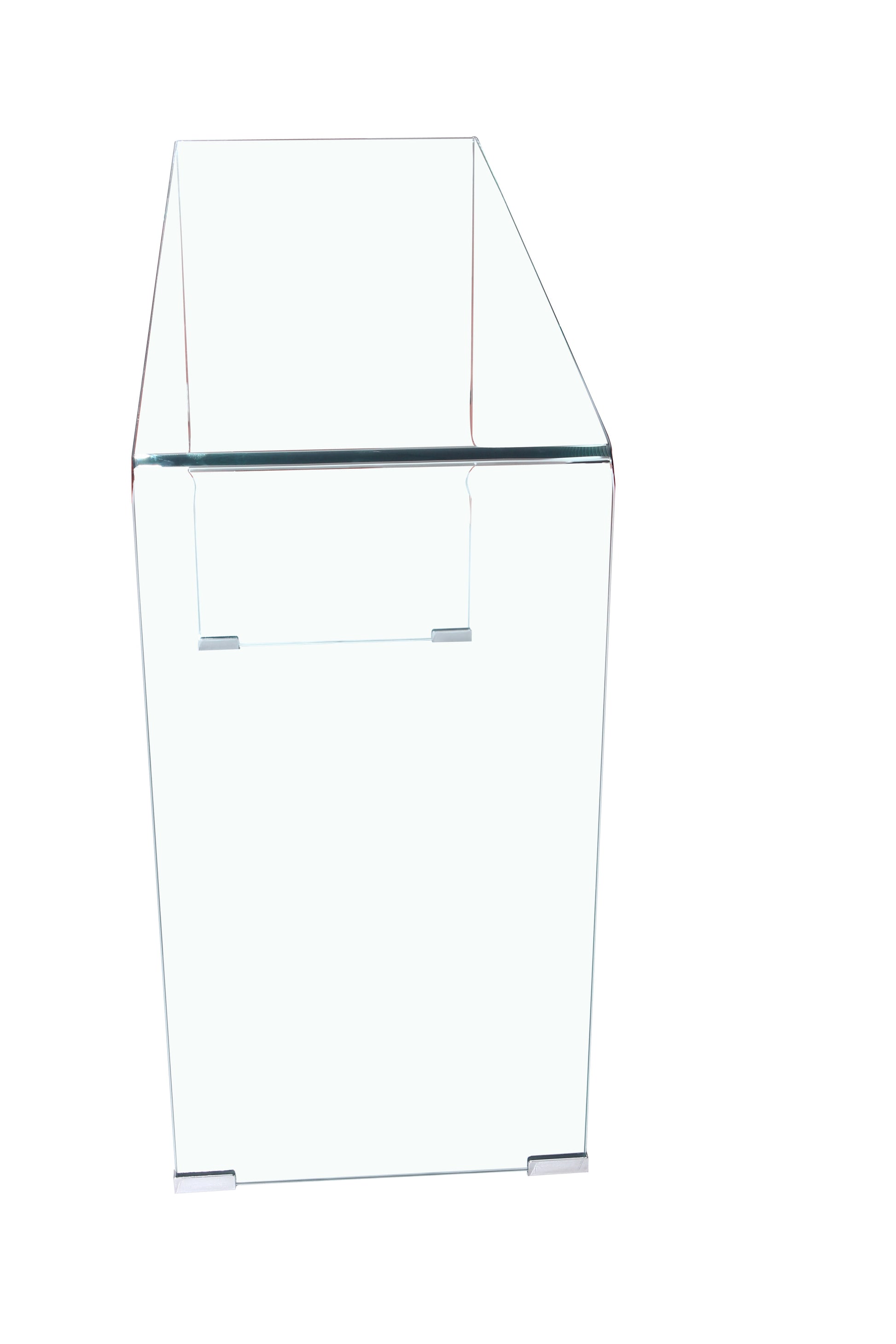 Glass Console Table, Transparent Tempered Glass Console Table With Rounded Edges Desks, Sofa Table Clear Glass