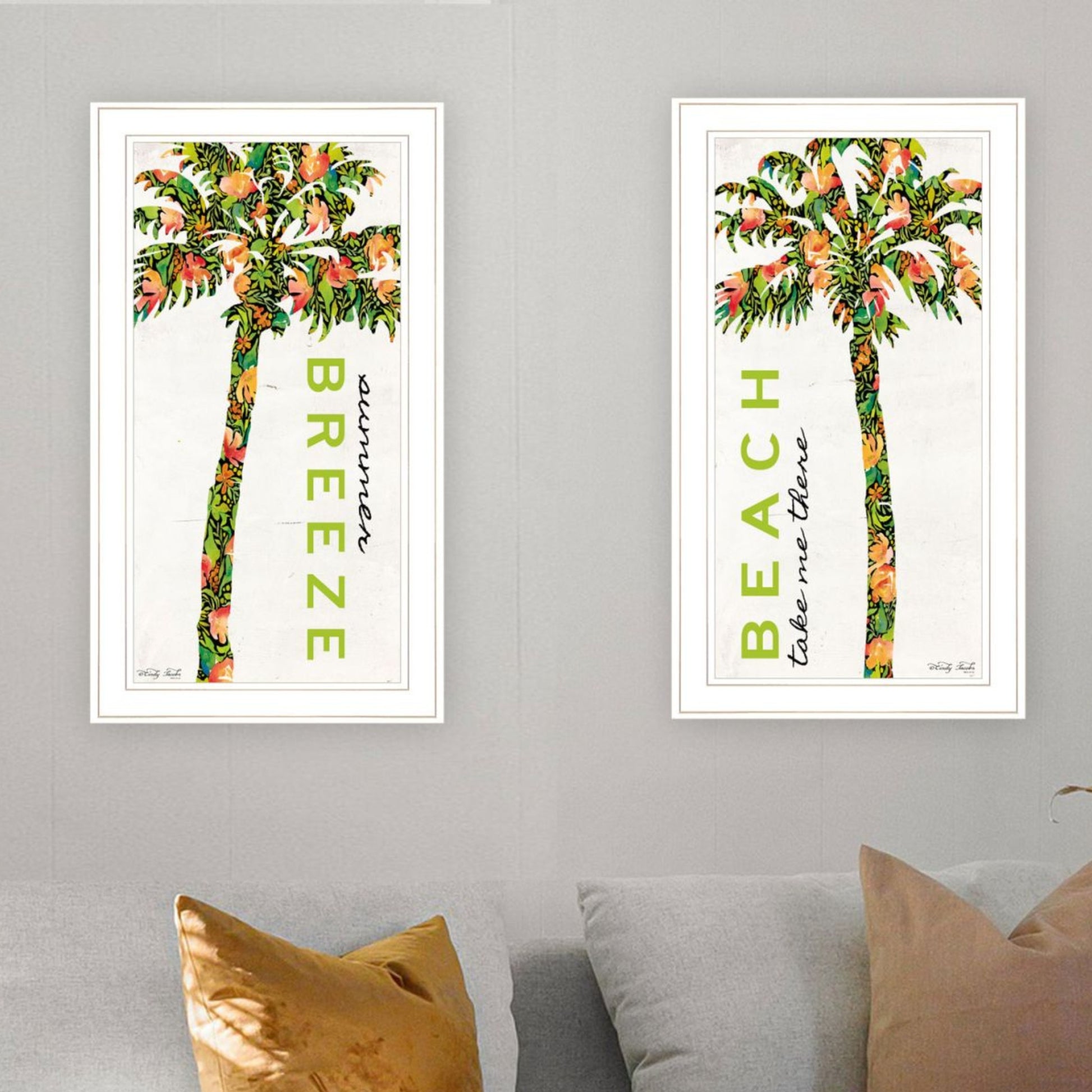 "Beach & Summer Breeze Take Me There" Framed Wall Art For Living Room, Wall Art Print For Home Decor, Bedroom Wall Art By Cindy Jacobs Multicolor Wood Paper