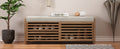 Distressed Shutter Storage Bench With Acacia Veneer For Retro Charm For Living Room, Entryway White Washed White Washed Mdf