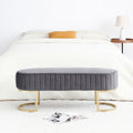 Bench Bedroom Bench ,Velvet Oval Upholstered End Of Bed Bench With Golden Metal Legs ,48