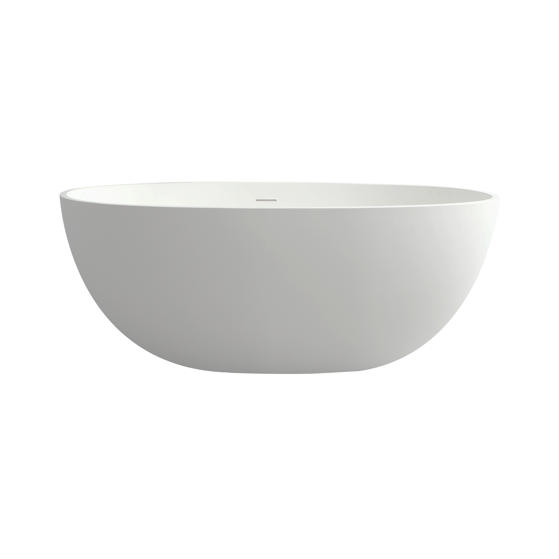 55" Solid Surface Soaking Bathtub Matte White Freestanding Tubs Matte Center Front Solid Surface