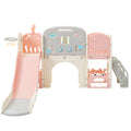 11 In 1 Toddler Slide, Kids Slide For Toddler Age 1 3 With Basketball Hoop, Kids Slide Playset Structure,Arch Tunnel And Telescope, Toy Storage Organizer For Toddlers, Kids Climbers Playground Pink Cute 1 To 2 Years Hdpe Indoor & Outdoor Use