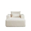 62.5 Inch Corduroy Sponge Sofa Lounge Chair With Removable Footrest,No Assembly Required,Fluffy Modern Sleeper Chair For Indoor Living Room Bedroom Beige Foam Corduroy 1 Seat