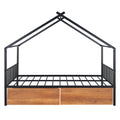 Full Size Metal House Bed With Two Drawers, Black Full Black Metal