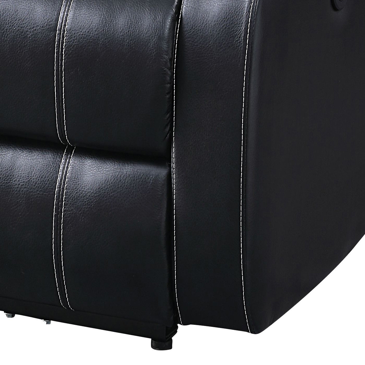 Black Power Recliner With Usb Port Black Faux Leather Power Push Button Wood Primary Living Space Pillow Back Transitional Push Button Eucalyptus Pillow Top Arms Faux Leather