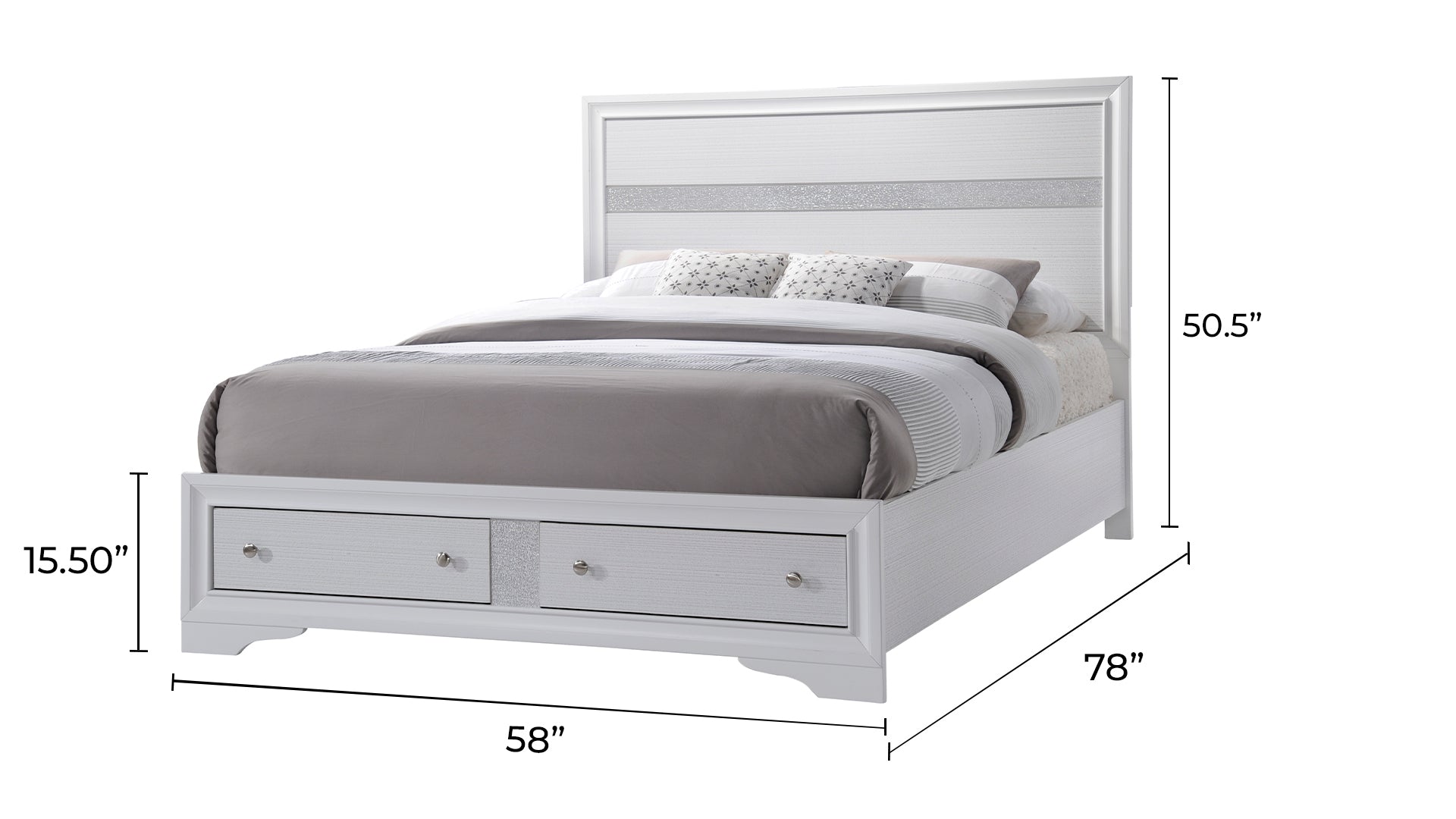 Matrix Traditional Style Full Size Storage Bed Made With Wood In White Box Spring Not Required Full White Wood Bedroom Traditional Storage Included Solid Wood Mdf Wood