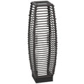 Outsunny Solar Floor Lamp, Outdoor Rattan Garden Lantern Pathway Light & Decorative Driveway Lighting With Auto On Off Led Lights For Porch, Yard, Lawn, Courtyard, Deck, Gray Gray Steel