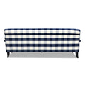 Alana Lawson Three Cushion Tightback Sofa, Blue Lattice Woven Blue Plaid Foam Fabric 3 Seat