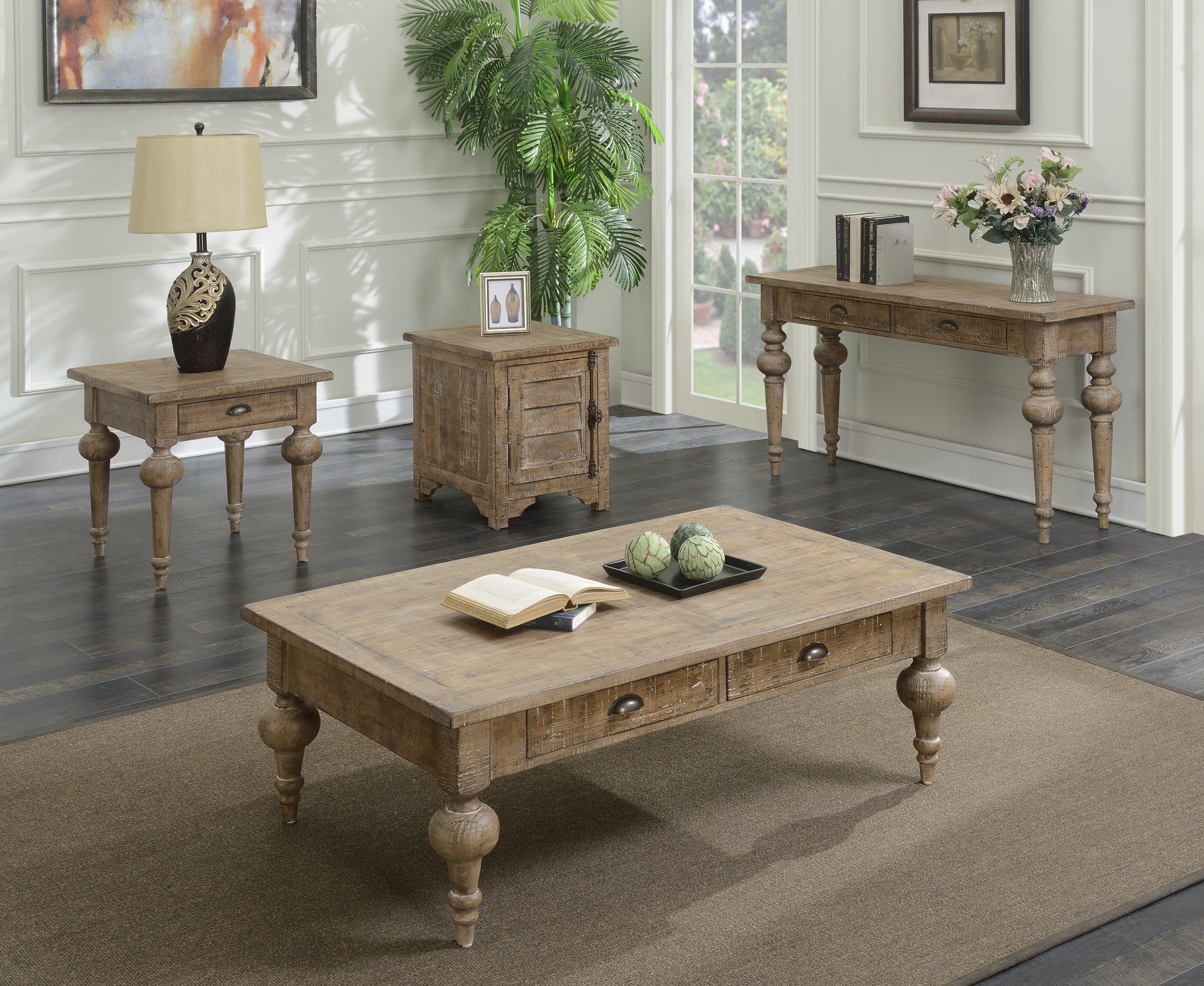 Ludin Taupe Chair Side Table Taupe Solid Wood