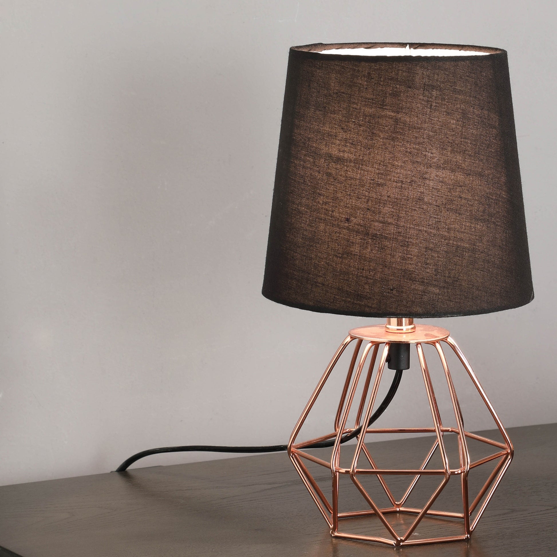 11.25" Copper Metal Table Lamp "Wesley Geometric", Copper Coppery Metal