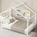 Twin Size Metal House Platform Bed, White Box Spring Not Required Twin White Metal Bedroom Bed Frame Metal