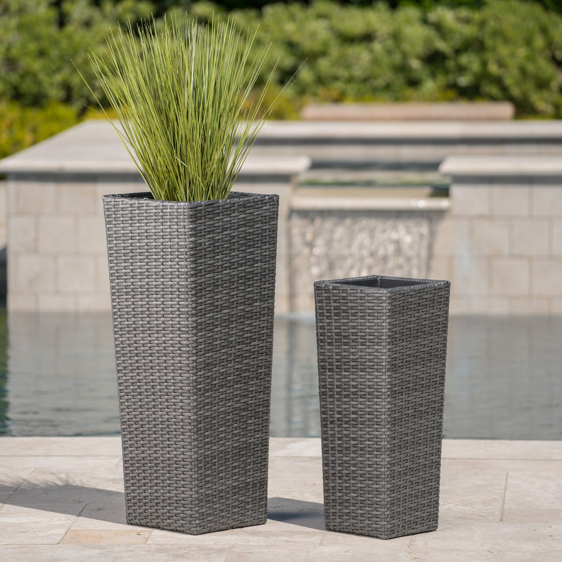 Rattan Flower Pot Grey Grey Rattan