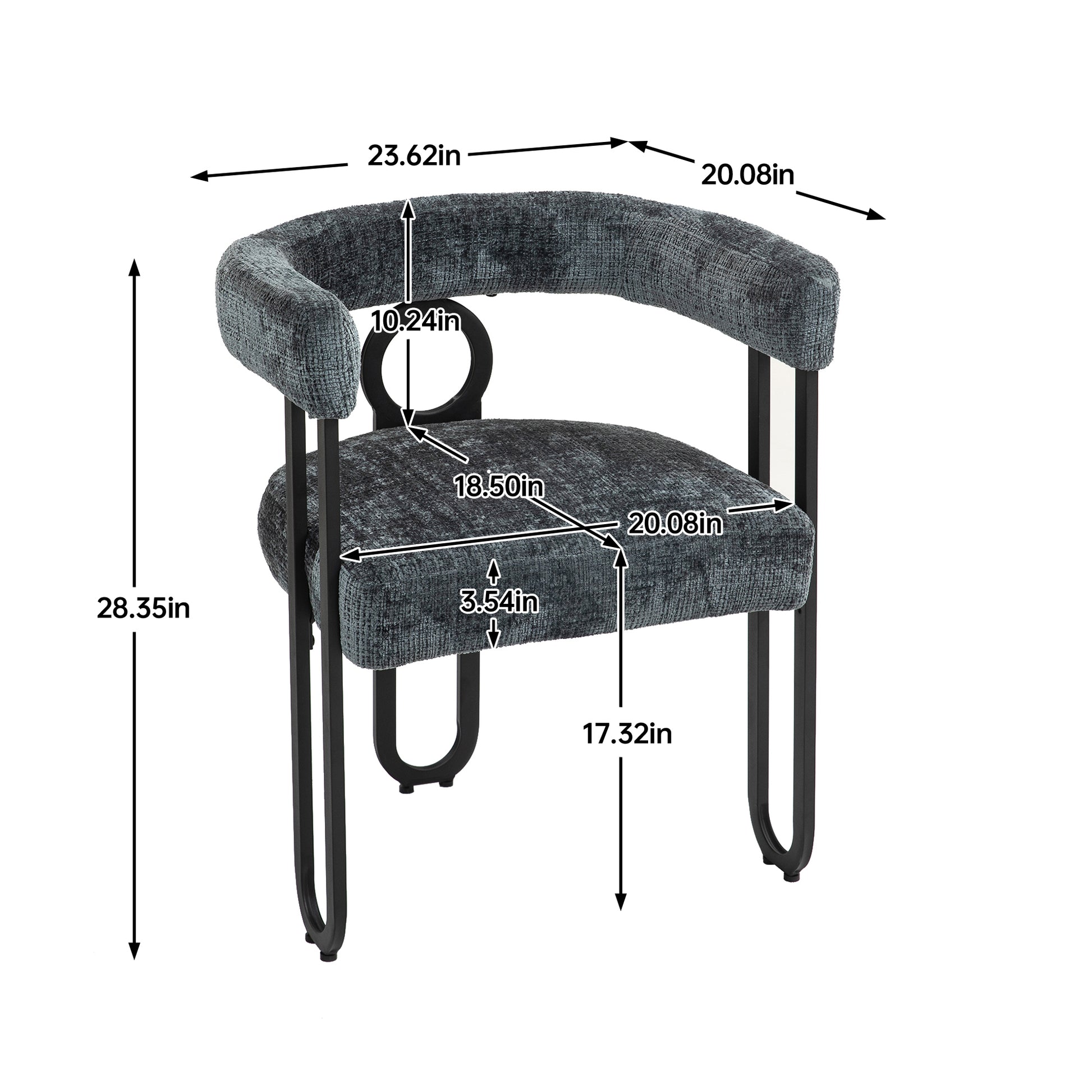 Coolmore Contemporary Designed Chenille Fabric Upholstered Accent Dining Chair Barrel Side Chairs Kitchen Armchair For Living Room Set Of 2 Gray Chenille Gray Foam Chenille