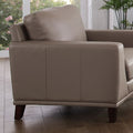 Soma Leather Chair Taupe Primary Living Space Mid Century Modern Eucalyptus Down Filling Genuine Leather