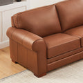 Brookfield Leather L Shaped Convertible Sectional Brown Genuine Leather Primary Living Space Medium Firm Cushion Back Mid Century Modern L Shaped Eucalyptus Rolled Arms Down Filling Leather 6 Seat