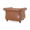 Comfy Arm Chair With Tufted Backmodern For Living Room, Bedroom And Study Brown Pu