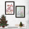 2 Piece Vignette Pink Candy Land Christmas Trees Black Framed Wall Art For Living Room, Bedroom Wall Art Print For Home Decor By Mary June Multi Wood Paper