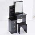 Small Size Left Bedside Cabinet Vanity Table Cushioned Stool, Extra Large Sliding Mirror, Multi Layer, High Capacity Storage Fashionable Dresser, Suitable For Small Space, Epa,Gcc,Ul Certificate