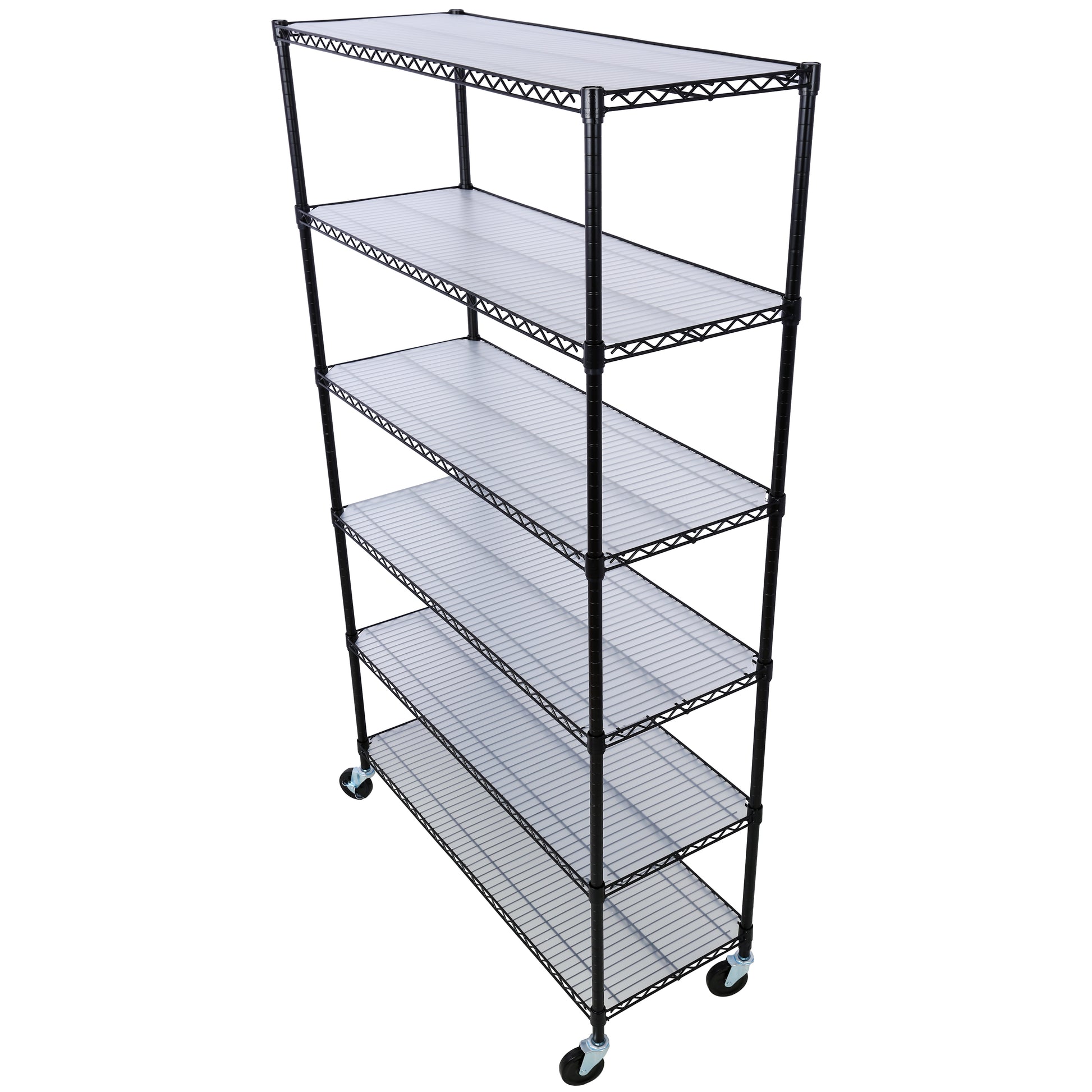 6 Tier 6000Lbs Capacity Nsf Metal Shelf Wire Shelving Unit, Heavy Duty Adjustable Storage Rack With Wheels & Shelf Liners For Commercial Grade Utility Steel Storage Rack, Black 82"H X 48"L X 18"D Black Metal