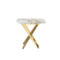 Marble Pattern Mdf Top Side End Table Square Shape Gold Stainless Steel Base Gold Primary Living Space Modern Coffee & End Tables Square Stainless Steel