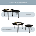 27.56'' Round Nesting Coffee Table Set Of 2, Circular Nesting End Table Set, Round Marble Tabletop, And Sturdy Metal Base For Living Room, Bedroom, Black Black Round Wood Metal