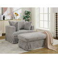 Arrived 47.7'' Oversized Corduroy Chaise Longue With Ottoman, Deep Seat Reclining Chair Sofa, Comfy Thicked Upholstered Pad Chair ,With Foot Stool ,Oversize, Movable Ottoman,Light Gray Light Gray